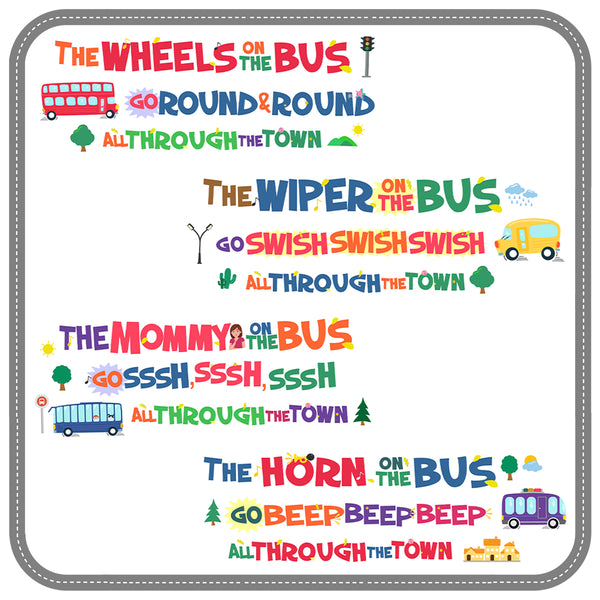 Wheels on the Bus - Rhyme themed Colorful Wall Decal for Baby Nursery