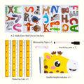 Giraffe Themed Magnetic Height Growth Chart for Kids with Animal Alphabet Stickers