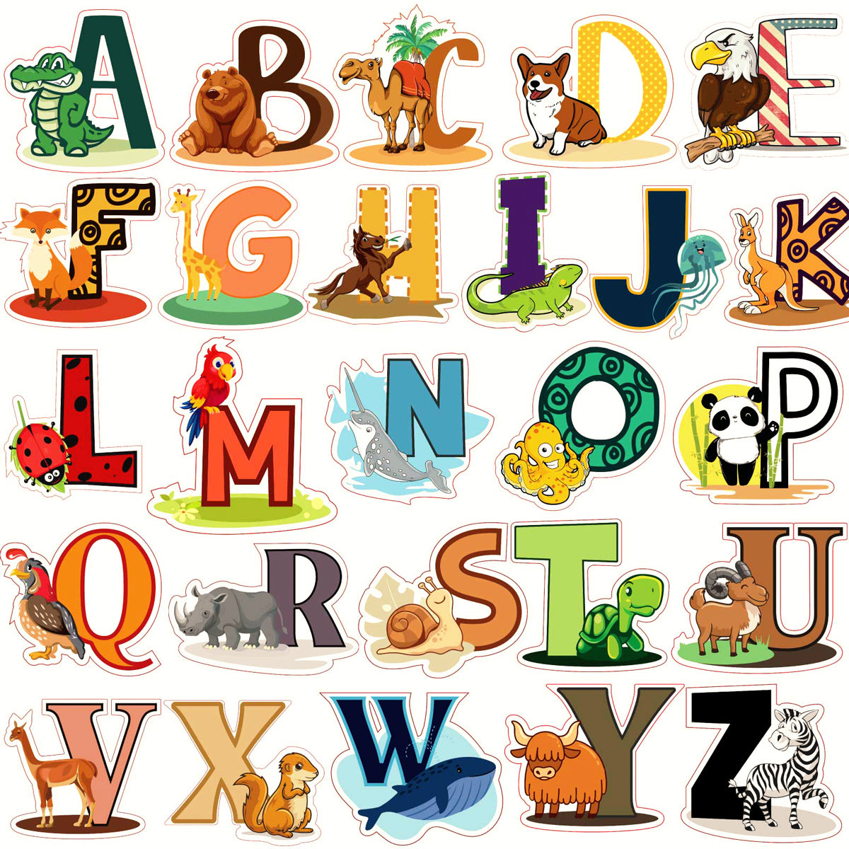 DEKOSH Alphabet Wall Decals - Colorful ABC Stickers for Nursery ...
